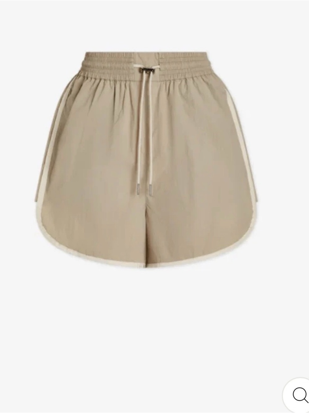 Varley Harmon High Rise 4” Drawstring Athletic Shorts Tan/Cream Trim Pockets - Picture 4 of 10
